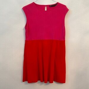 New York & Company Pink and Red Colorblock Sleeveless Dress